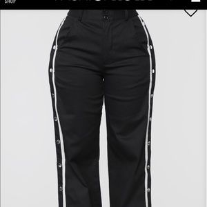 Black and grey button down the sides pants